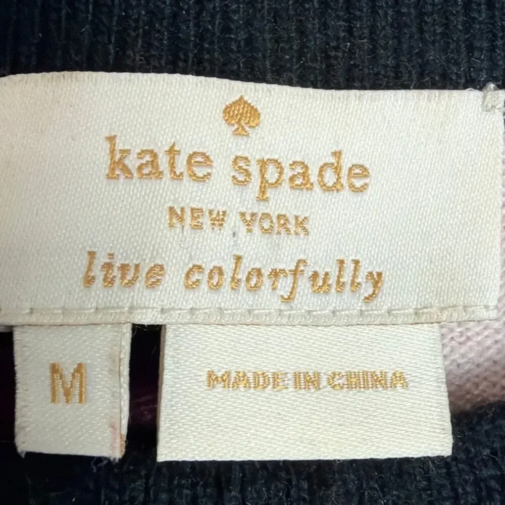 Kate Spade New York Colorblock Wool Cashmere Sweater Medium Preppy Pink